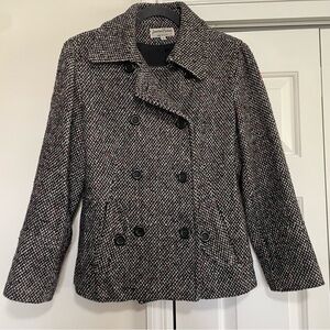 Jonathan Michael Black White Red Peacoat Wool Blend Size 6